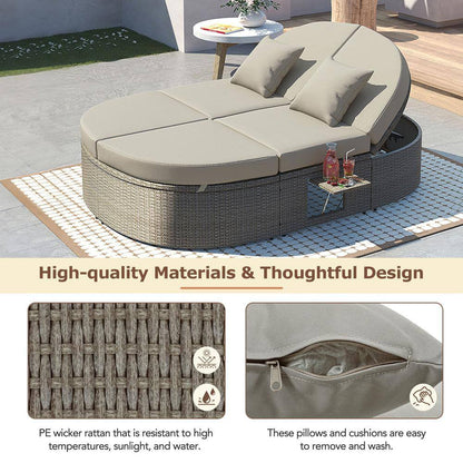2-Person Gray Wicker Outdoor Chaise Lounge