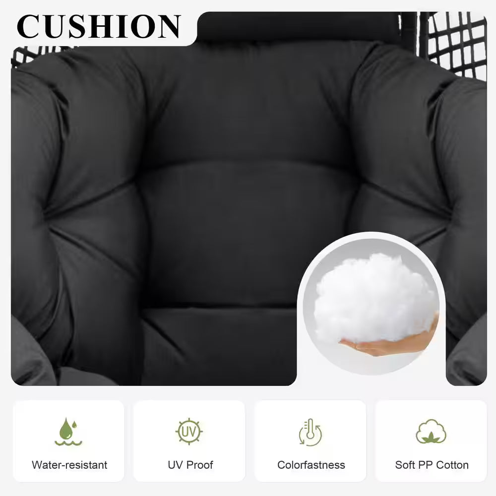 Indoor Outdoor Wicker Egg Lounge Chair with Ottoman