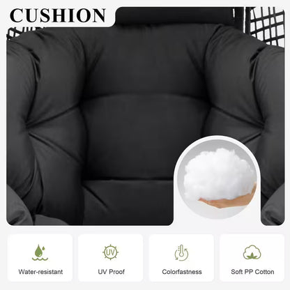 Indoor Outdoor Wicker Egg Lounge Chair with Ottoman