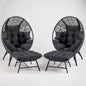 Indoor Outdoor Wicker Egg Lounge Chair with Ottoman
