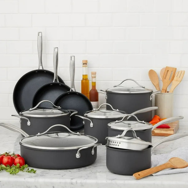 15-Piece Hard Anodized Nonstick Aluminum Cookware Set