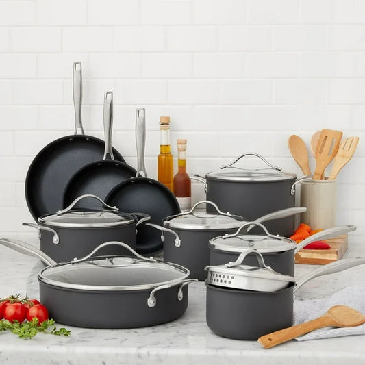 15-Piece Hard Anodized Nonstick Aluminum Cookware Set