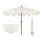 Patio Umbrella with Crank, Push Button Tilt and UV Protection in Cream/White - Beverly 9 ft. Scalloped Fringe Half Market
