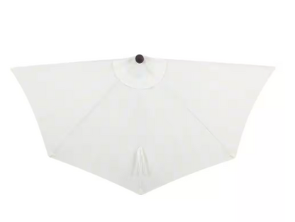 Patio Umbrella with Crank, Push Button Tilt and UV Protection in Cream/White - Beverly 9 ft. Scalloped Fringe Half Market