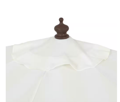 Patio Umbrella with Crank, Push Button Tilt and UV Protection in Cream/White - Beverly 9 ft. Scalloped Fringe Half Market